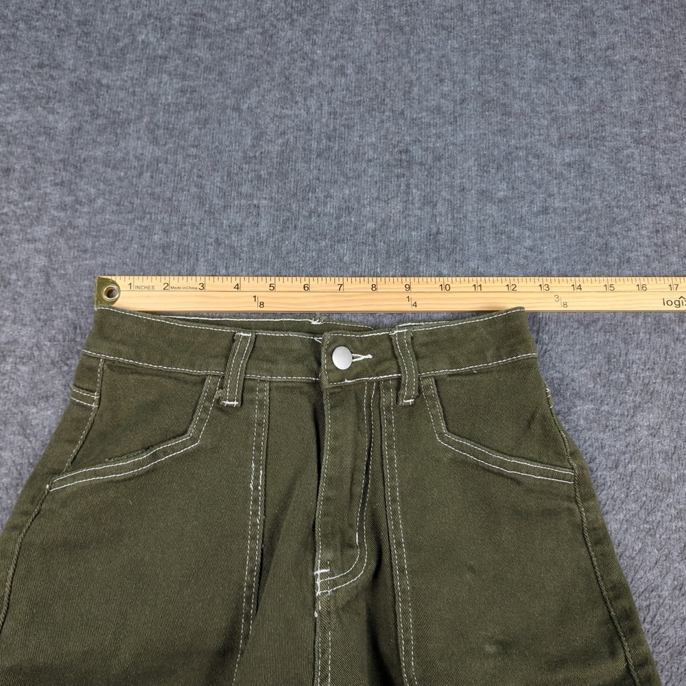 Hot Topic Jeans Womens 3 Green Flare Star Patch Casual Hippie - Picture 8 of 15
